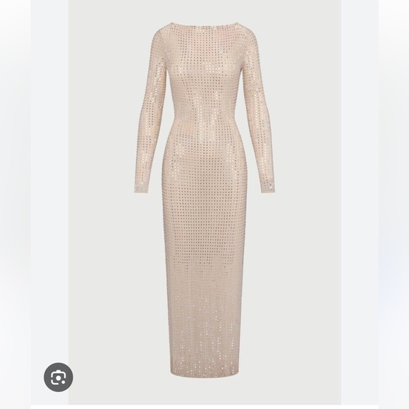 Naked Wardrobe CRYSTAL OPEN BACK GOWN in Bone New with Tags! - Picture 4 of 10